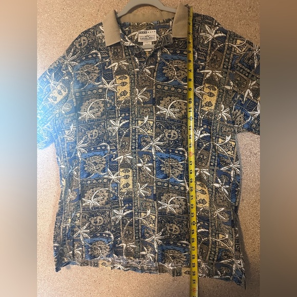 Vintage Patterned Polo Shirt Natural Issue 100% Cotton Size Large - Picture 7 of 7